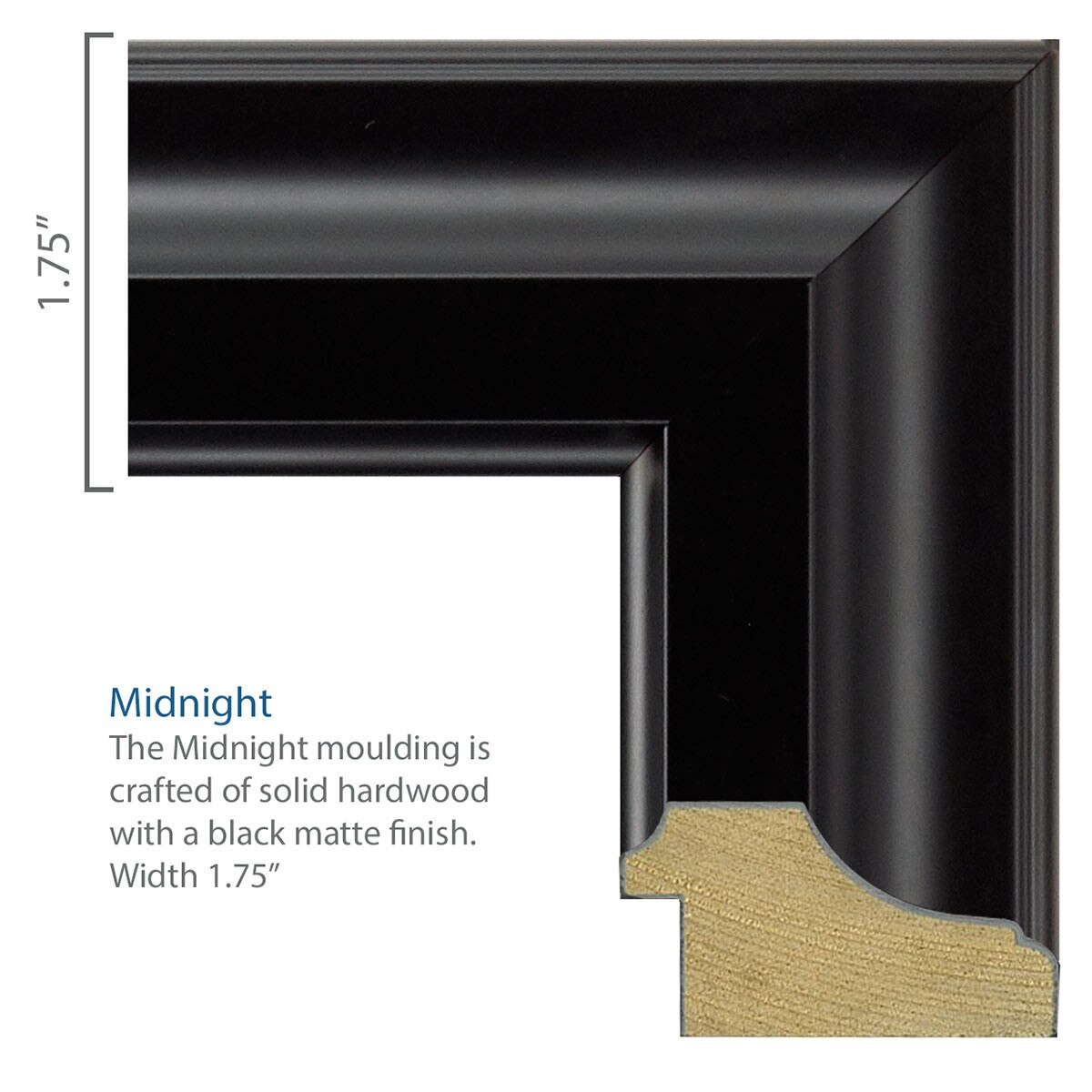 close up of Midnight frame moulding